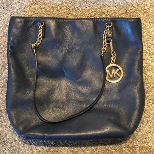 Navy blue leather Michael Kors shoulder bag